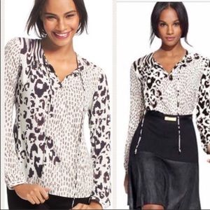 Cabi animal print snap front blouse